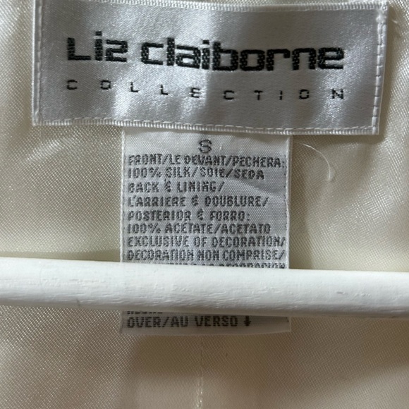 Vintage Liz Claiborne silk cream ivory beaded embellished vest - Picture 6 of 9